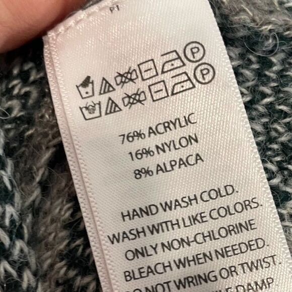 Cynthia Rowley Gray Leopard Knit Acrylic Alpaca Blend Open Long Line Cardigan S - Picture 6 of 9